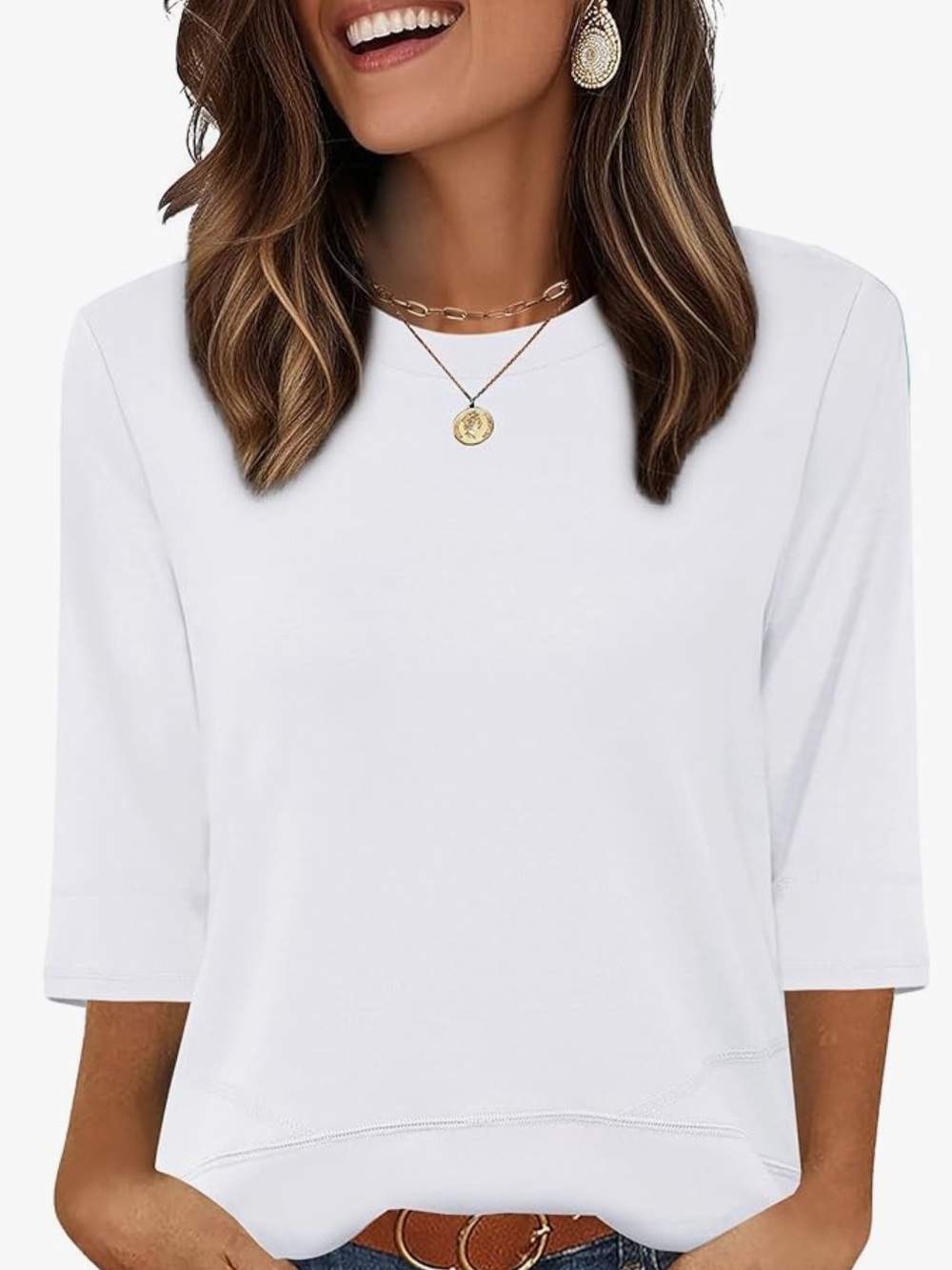 Chic Nation White Short-Sleeve Crewneck Top
